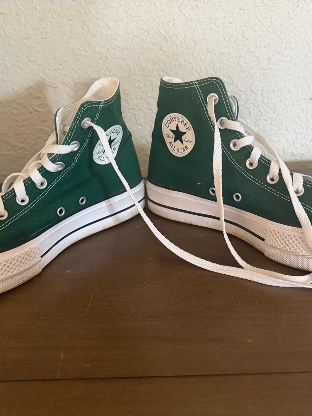 Converse Green High Top Canvas Sneakers with White Accents - Picture 5 of 12